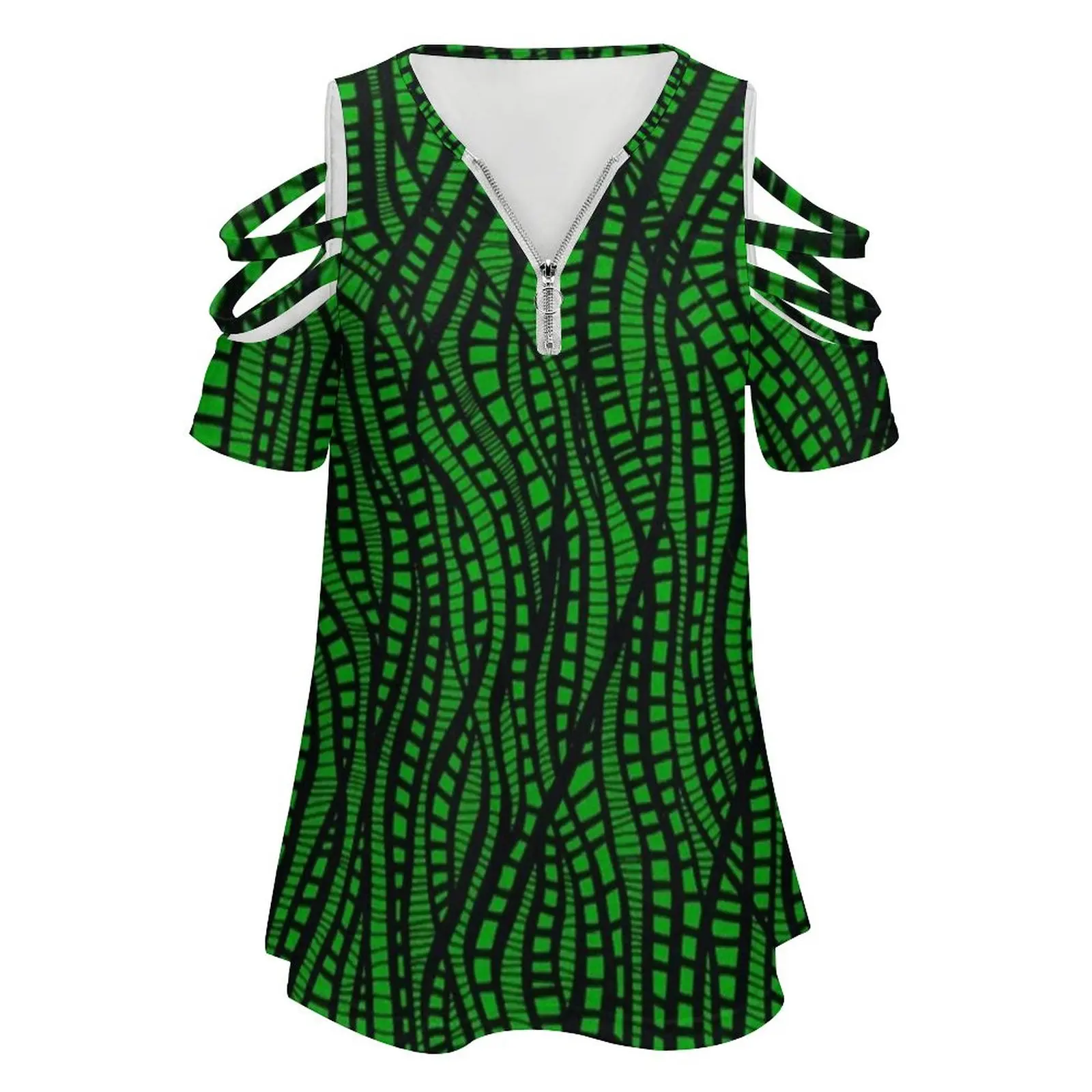 Green Seaweed New Fashion Zip Off Shoulder Top Short-Sleeve Women Shirt Yayoi Kusama Yayoi Kusama Aboriginal Pumpkin Abstract