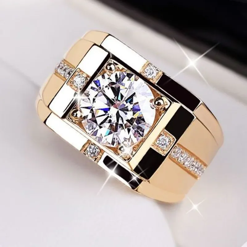 Wide Men's Wedding Band Ring Inlay Zircon Stone Male Luxury Stainless Steel Jewelry Accessories Engagement Rings for Men Gift