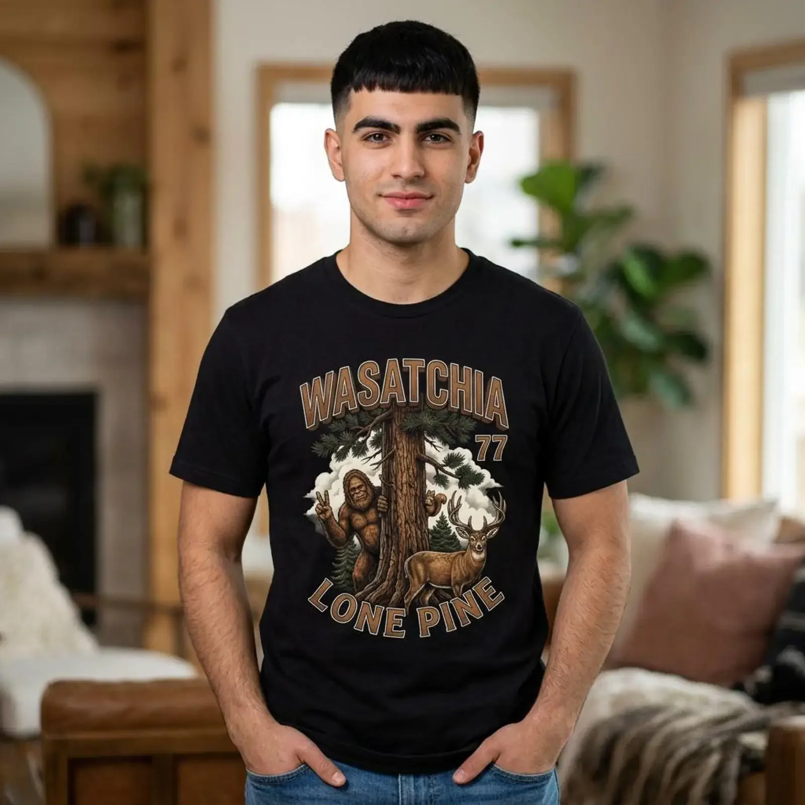 Long Pine Wasahancha Bigfoot T Shirt Ejsulus Apparel Forest Spirit Retro Mountain Camping Cryptid Top vintage Washed graphic