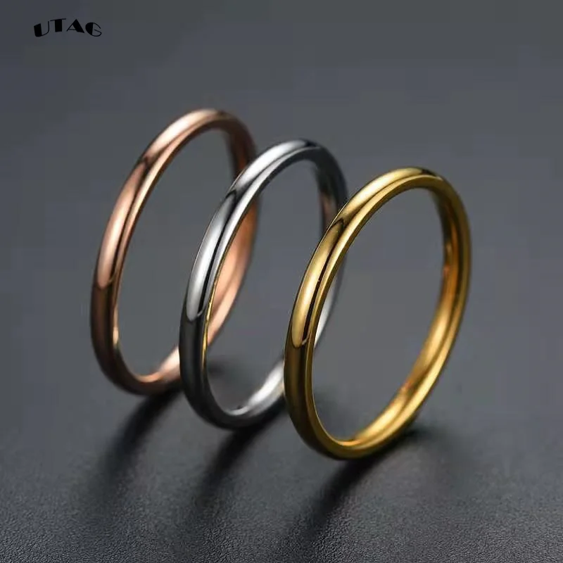 UTAG High quality 2mm Wholesale Simple Ring Fashion Rose Gold Ring Men's and Women's Exclusive Couple Wedding Ring