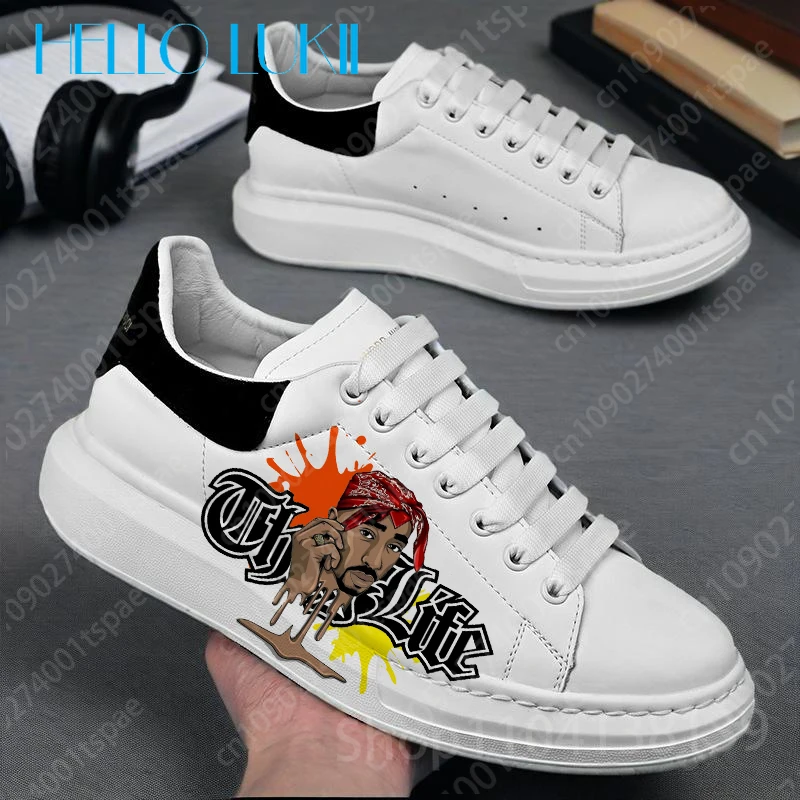 شعبية مغني الراب tupac 2pac الطباعة أحذية الكبار رجل بلون وحيد للماء بو الجلود بسيطة مريحة حذاء كاجوال هدية #1