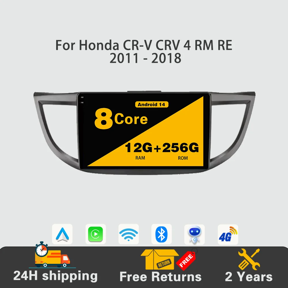 

Android 14 Radio Multimedia Video Player Navigation Carplay GPS WIFI wireless CPU Stereo For Honda CR-V CRV 4 RM RE 201 - 2018