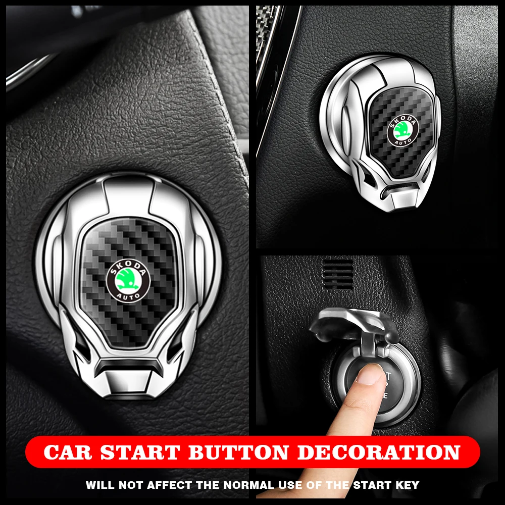 For Skoda Virs Car Engine Ignition Button Switch Button Cover Interior Accessories Fabia Rapid Octavia Kamiq Karoq Kodiaq