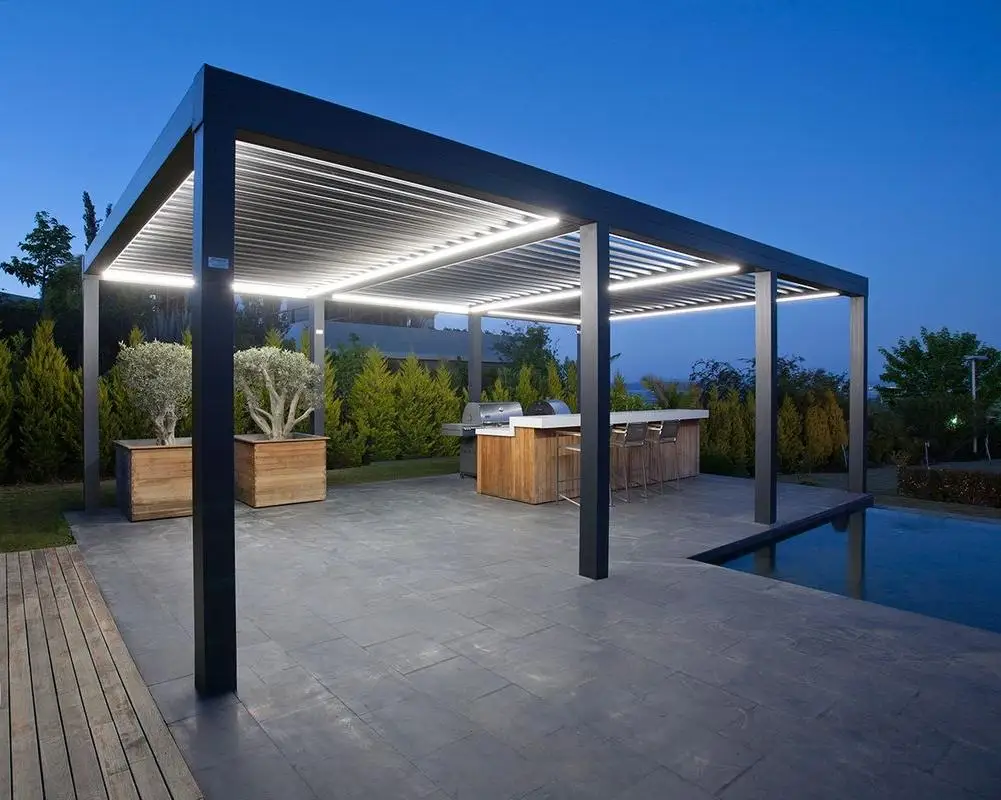 

Outdoor Aluminum Pergola Custom Size 3X3m 3X4m 4X4m 6x4m Remote Control Arbours Louvered Roof Pavilion Bioclimatique Pergolas