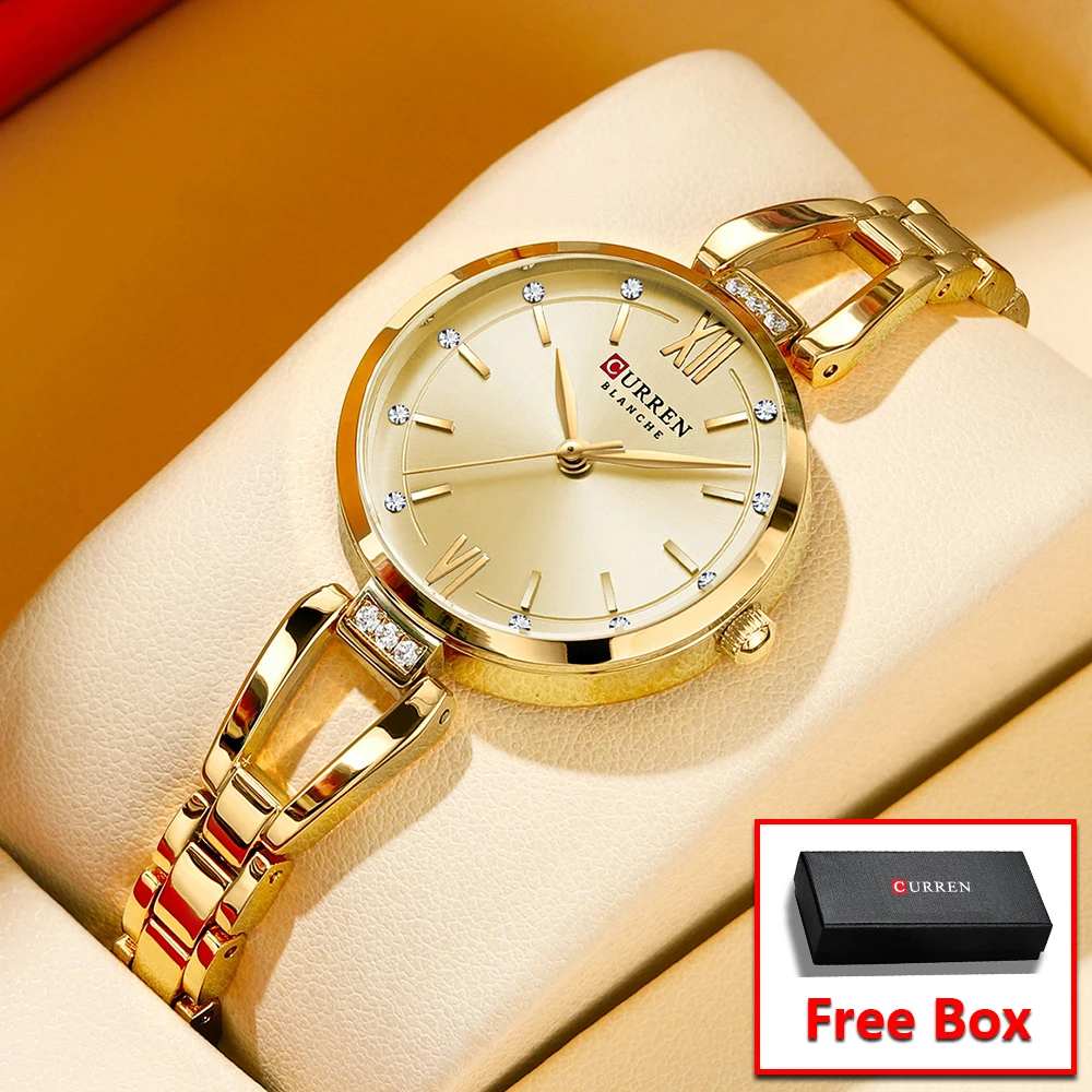 CURREN Women's Watches Stainless Steel Luxury Ladies Waterproof Wristwatch Original Quartz Watch for Women with Box