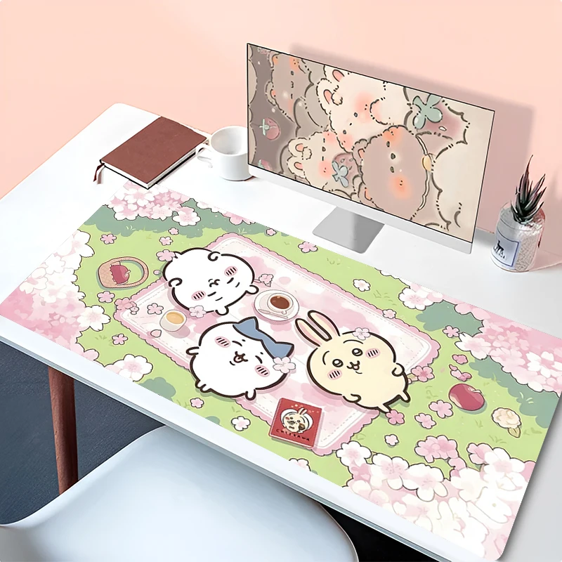 

Gaming Mouse Pad Design Non-slip Rubber Sewn Edge Desk Mat C-chiikawa Pink Sakura Keyboard Pad Gamers And Office Work Mousepad
