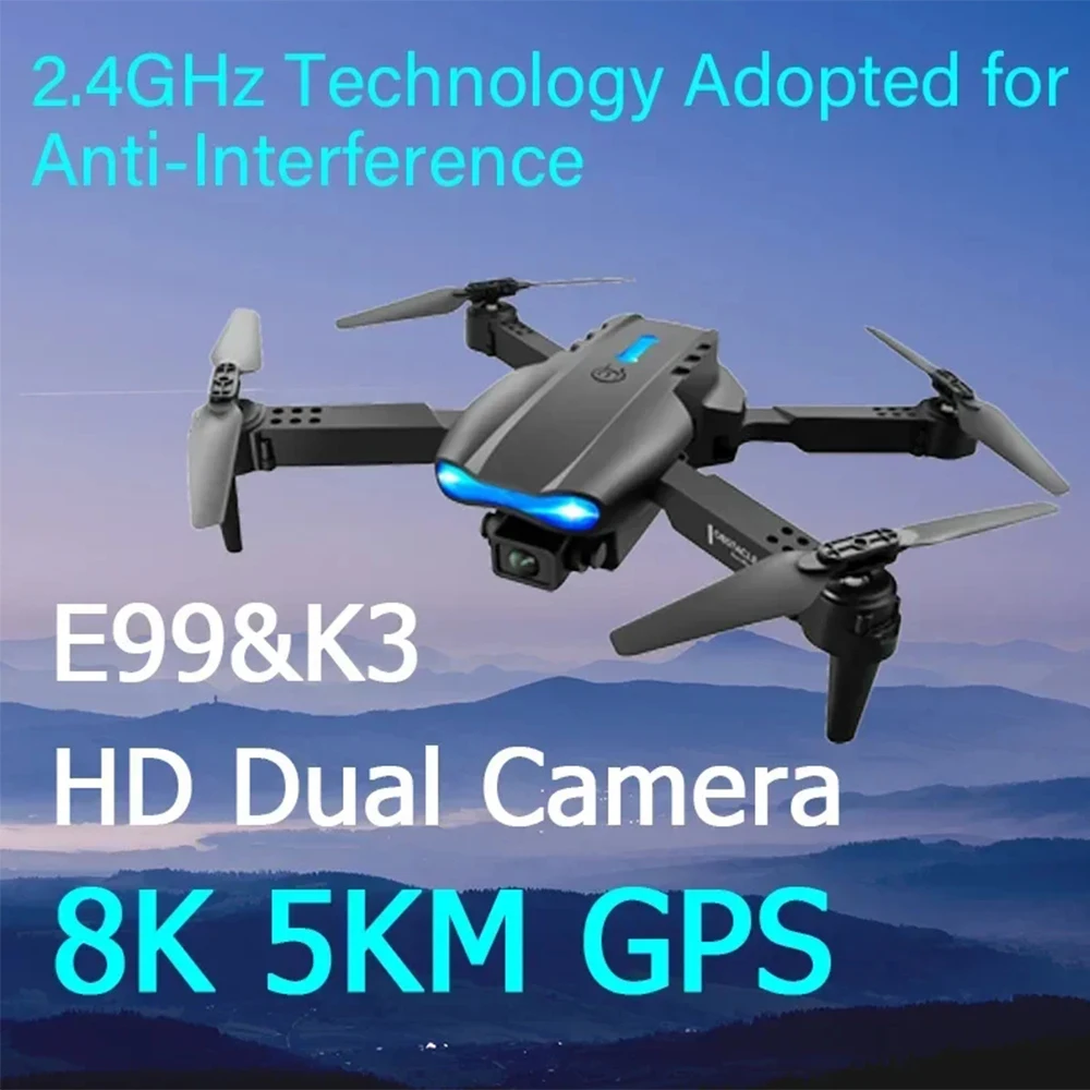 PYLV E99 4K Drone Professional Dual Camera With WiFi 5G FPV Aerial Photography Foldable Obstacle Avoidance Quadcopter Dron Toys