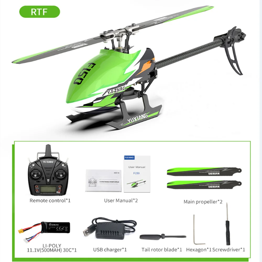 YXZNRC F150 F05 RC Helicopter 2.4G 6CH 6-Axis Gyro 3D6G Dual Brushless Motor Flybarless RTF Compatible With FUTABA S-FHSS Toys