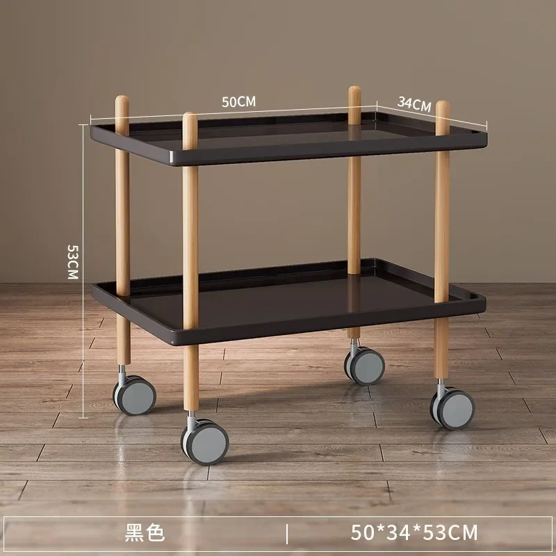 Solid Wood Edge Few Creative Mobile Coffee Table Living Room Minimalist Shelf Sofa Corner Few Bedroom Small Apartment Square Few