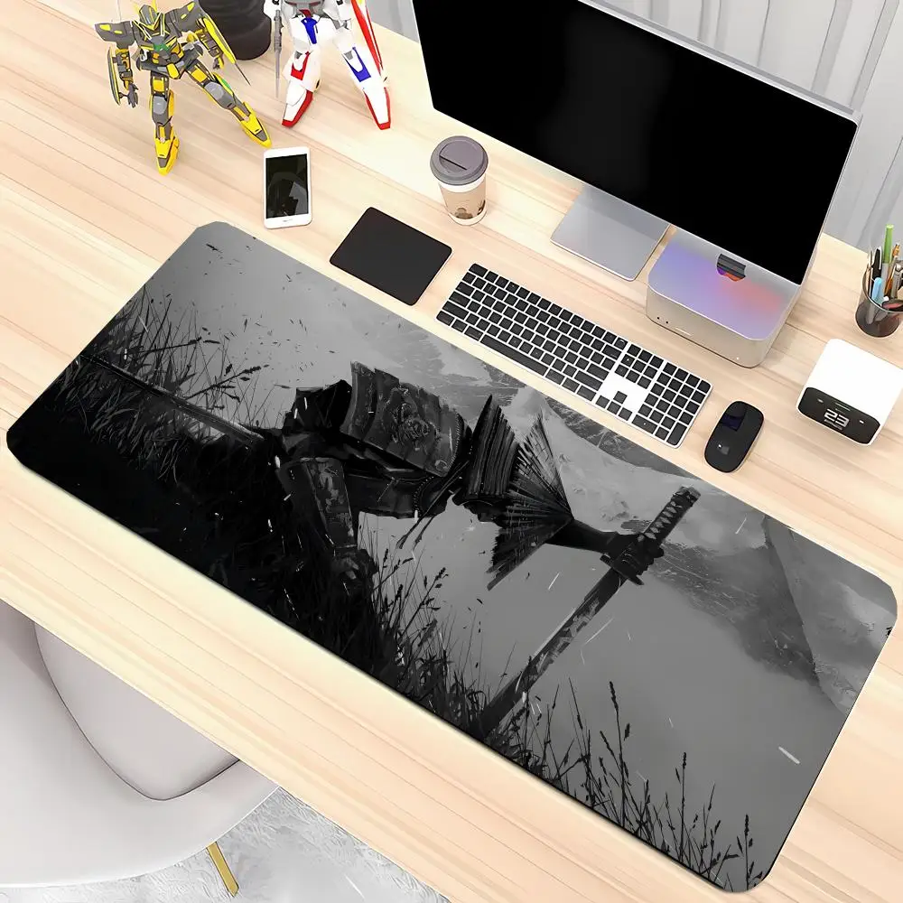 Worn Armored Knight Misty Field Anime Mouse Pads Playmat Conveys Lonely Warrior Spirit For Bedroom Desktop Hobby Displays