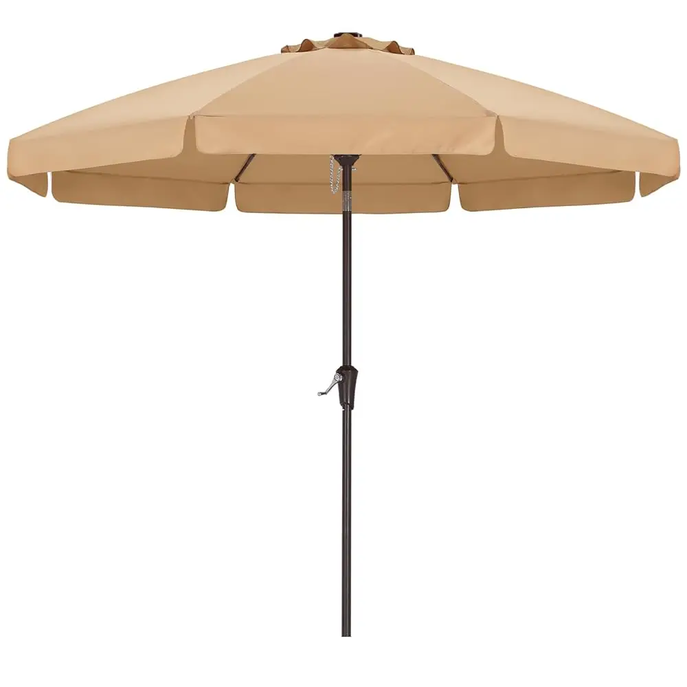 

Patio Umbrella 10Ft, Outdoor Table Umbrella With Push Button Tilt And Crank, 8 Ribs Umbrella For Patio Pool Garden De (Khaki)