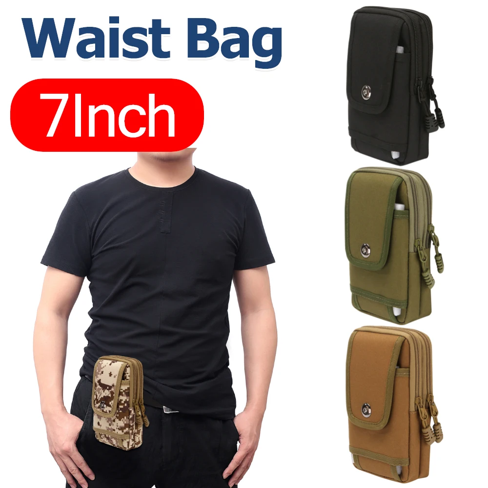 

7-дюймовая уличная поясная сумка Molle из ткани Оксфорд, сумка для мобильного телефона, износостойкая сумка для телефона, уличная поясная сумка для пешего туризма, мотоцикла
