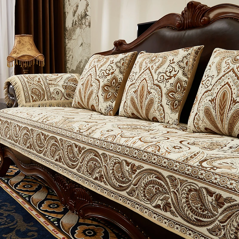 European Style Sofa Cover Living Room Couch Cushions Home Decoration Anti-slip Jacquard Chenille Armchairs Seat Cover Slipcover