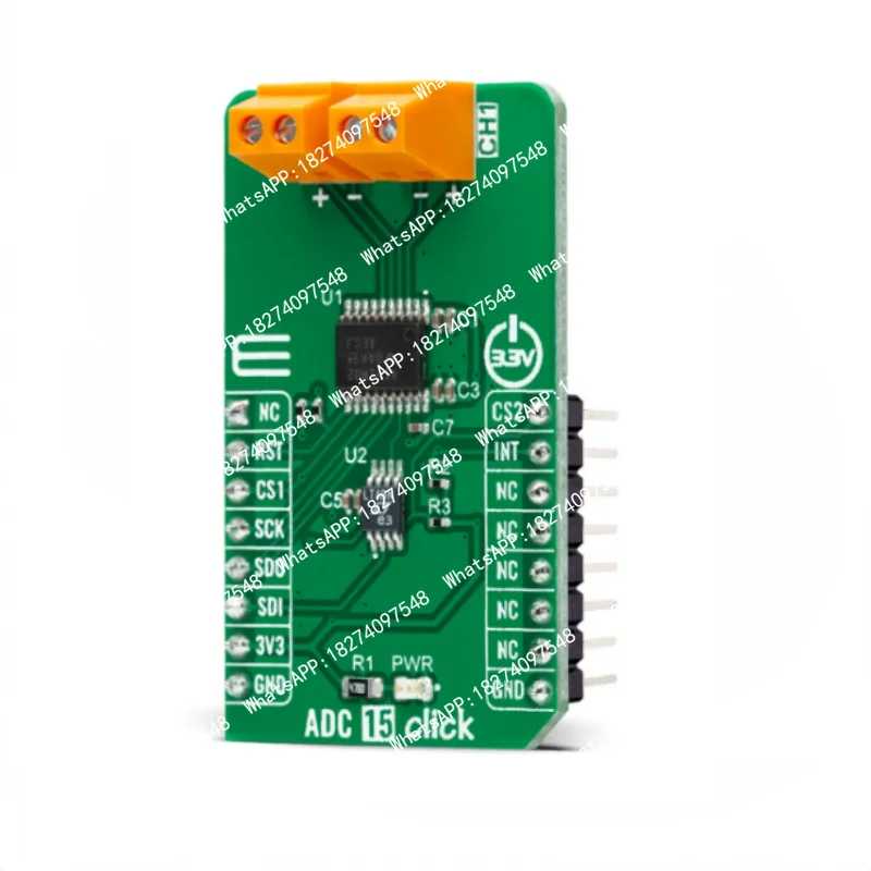 MIKROE-4890 ADS131M02 ADC 15 Click 2-Channel 24Bit ΔΣ ADC Breakout Simultaneous Sampling Power Energy Measurement Sensor Module