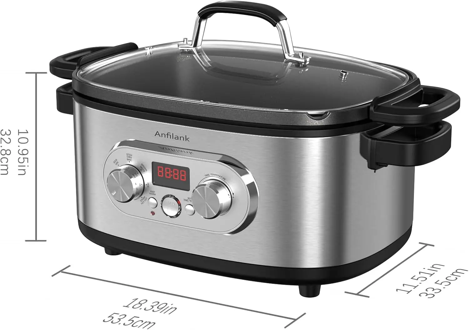 طباخ بطيء قابل للبرمجة 10 في 1 مع مؤقت، وعاء فخار سعة 6.8 لتر، إعدادات مسبقة لـ Sous Vide، خبز، Sauté، طبخ الأرز والمزيد، غير لاصق D