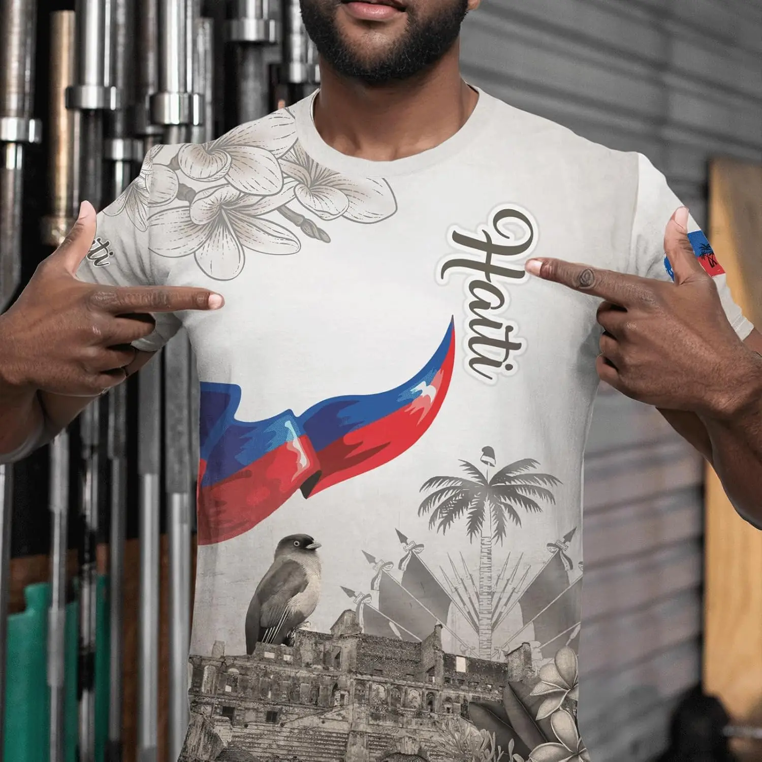 DFZ Camiseta con bandera de Haití para hombre, camiseta con estampado novedoso, cuello redondo, pantalón corto informal, camisetas de manga, Jersey de Haití