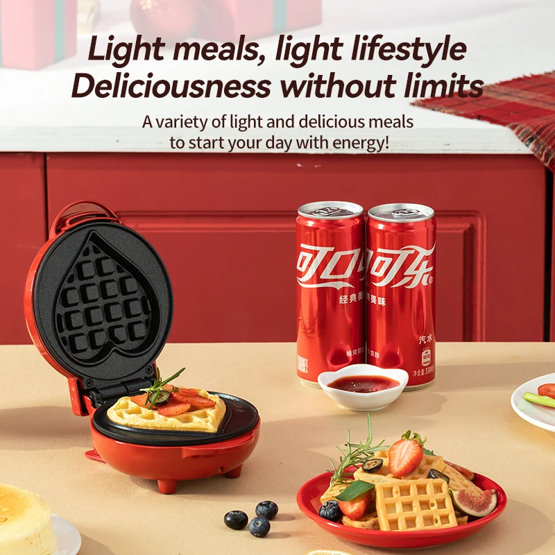 コカ・コーラ多機能ミニワッフルビスケットマシン全自動サンドイッチケーキベーキングトレイ朝食用電気ベーキングパン