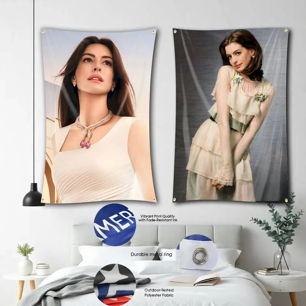 A-Anne Annie H-Hathaway Aesthetic  Flag Tapestry Banner for Bedroom Living Room Outdoor Camping Custom Supported