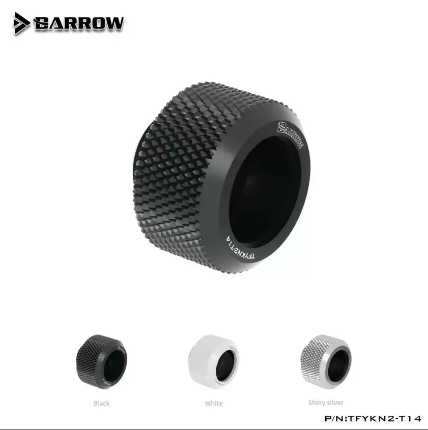 Barrow TFYKN2-T14/16 OD14mm/OD16mm Enhanced Anti-off Rubber Hand Compression Copper Fitting G1/4' Black Silver