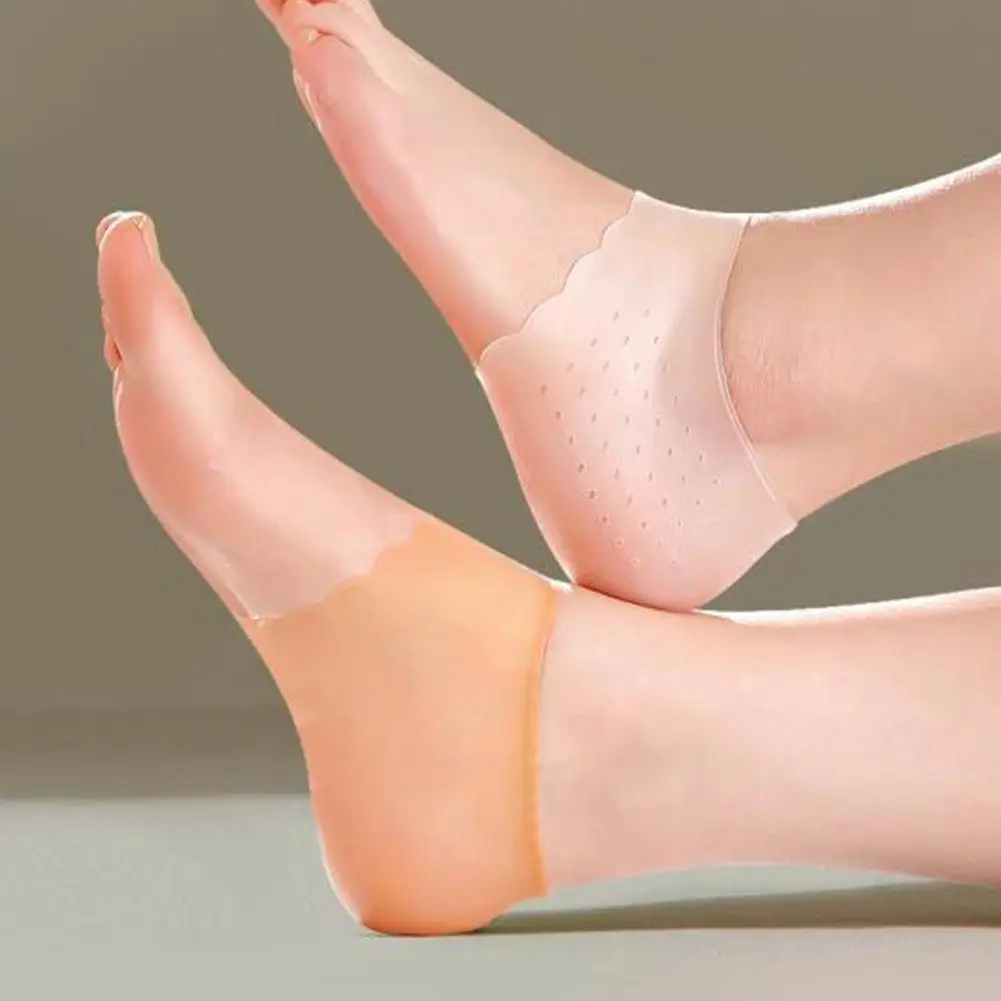 1Pair Ultra Thin Silicone Heel Protector Cracked Dry Heel Cover Anti-Crack Heel Socks Women Men Foot Care Sleeve Insoles Cushion