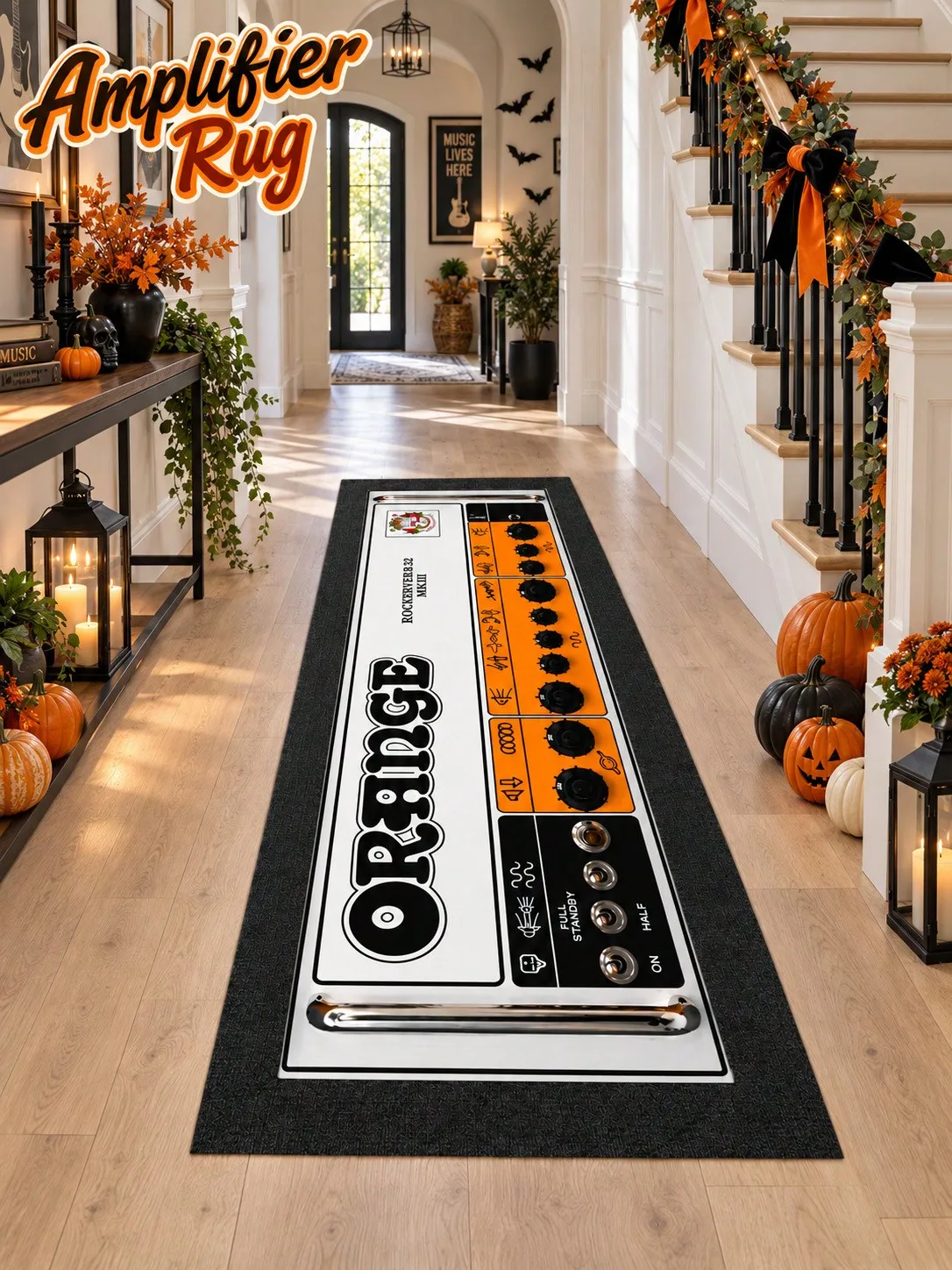 Guitar Aisle Runners Amplifier Control Panel Floor Mat Music Room Studio Hallway Entryway Lounge Bedroom Office Apartment Porch Foyer Dining Area Runner Rugs Home Decoration Long Carpet Birthday Anniversary Housewarming Gifts for Family Friends