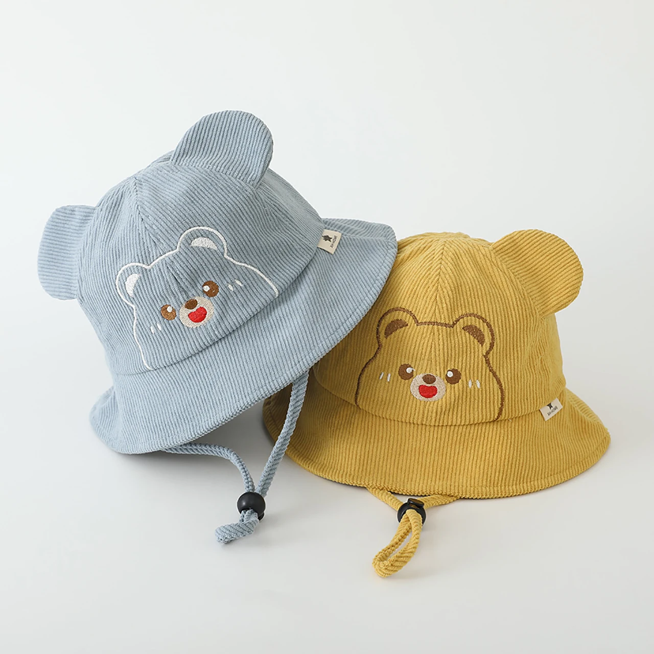 

Autumn Winter Corduroy Fisherman Hat For Children Sunshade Basin Cap Cute Bear Bucket Hats 2-7Year Kids Outdoor Sunscreen Visors