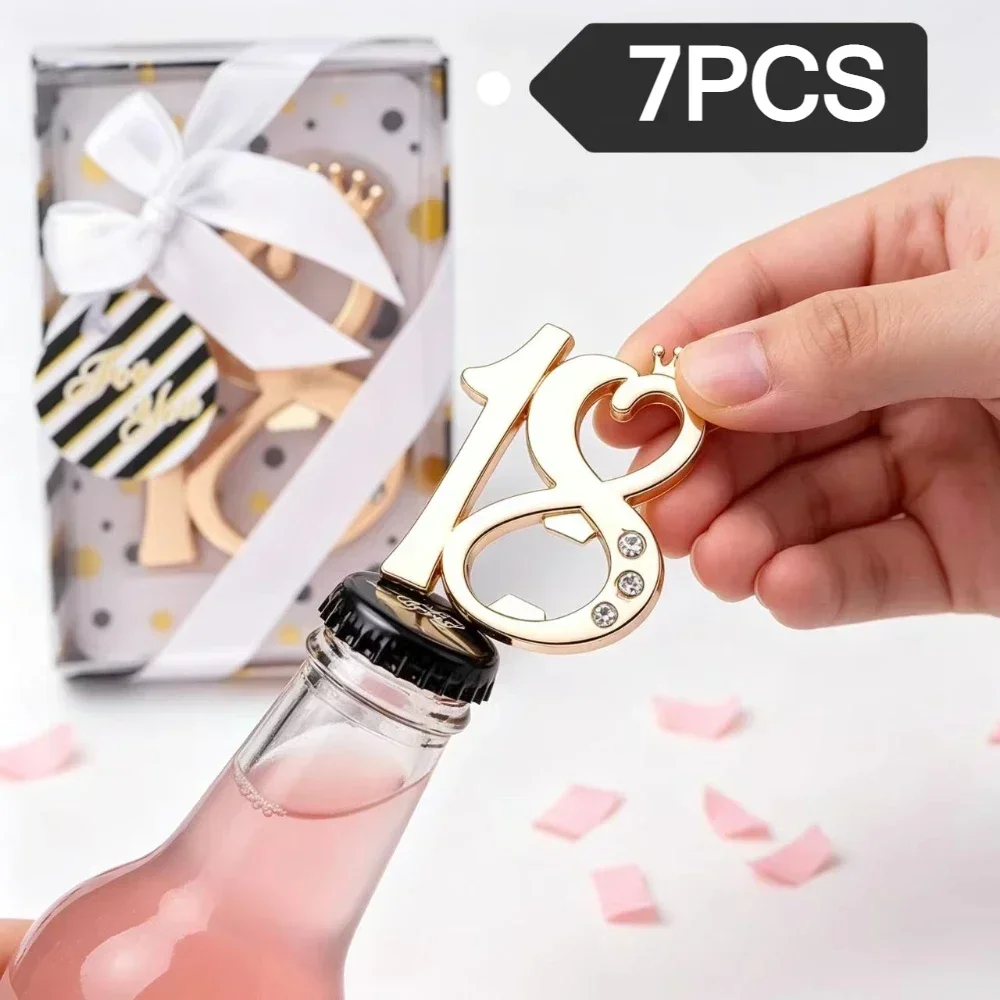 7PCS Number 18 Shape Bottle Opener Souvenirs 18th Birthday Party Gifts for Guests Souvenirs Bottle Opener Package Bottle Opener