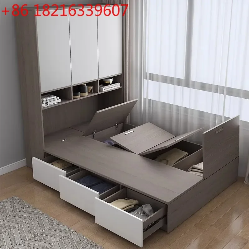 YAO E0 Multi-layer Board Small Apartment Wardrobe Bed Modern Simple Integrated Tatami Storage Multi-functional Bed
