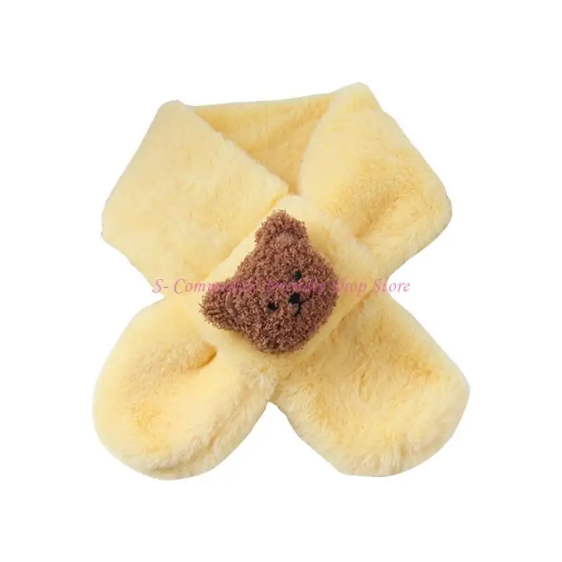 85AE Thicked Baby Scarf Cartoon Bear Neck Scarf Color Children's Long Muffler