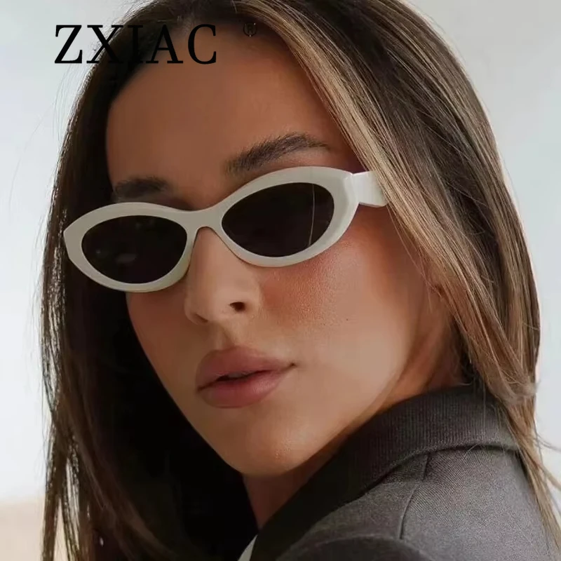 ZXIAC Retro Oval Cat Eye  Width Frame Sunglasses Women Fashion Hip Hop Sun Glasses Men Unique Leopard Print Casual Shades Female