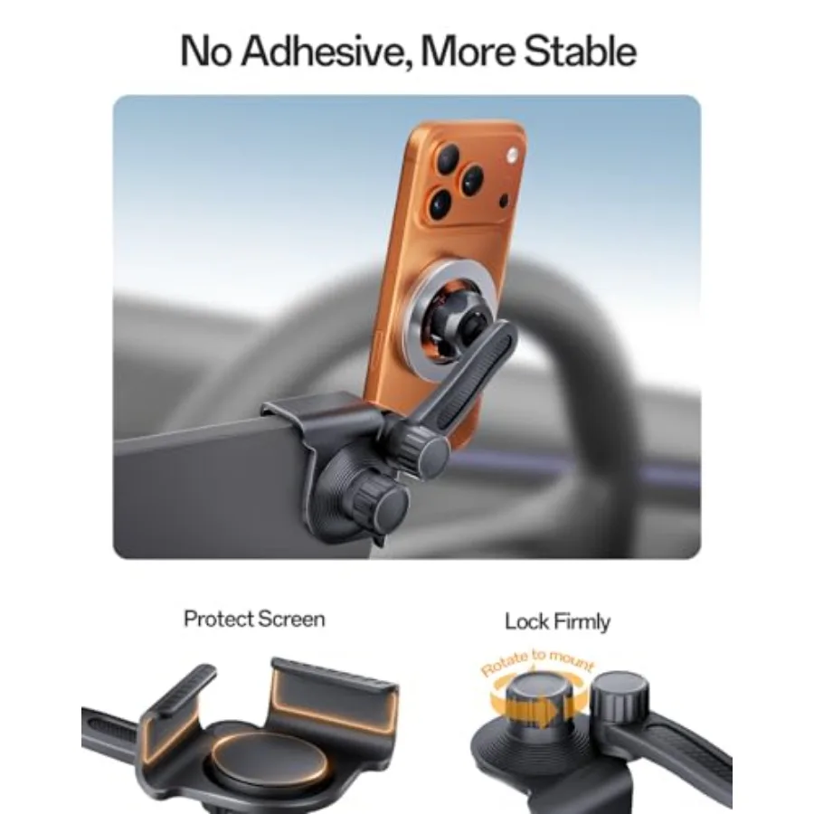 Upgraded Magnetic Phone Mount for Model Y Juniper and Model 3, No Adhesive ＆ Rock-Solid Stability Screen Clamp Phone Holder, 36