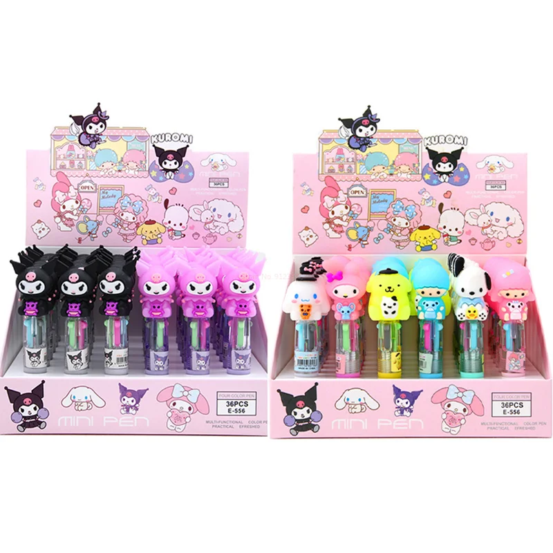 Sanrio-olá Kitty Caneta Esferográfica os Alunos Escrevem Papelaria Desenhe Mark Pen Presentes de Aniversário Kuromi Melody Olá Kitty Cores 05 12 Pcs 36 Pcs