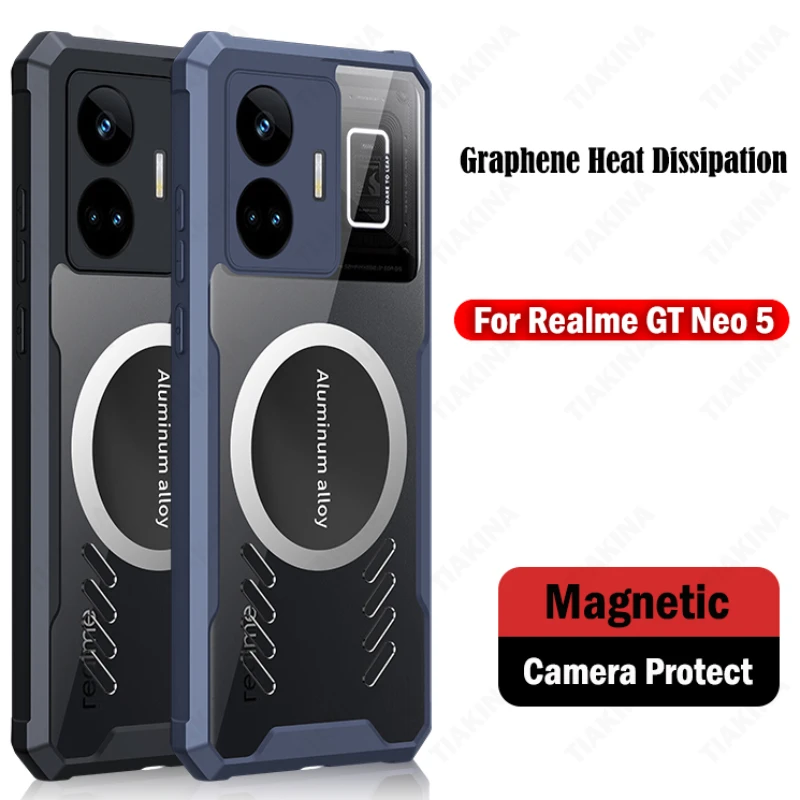 Cooling Funda for Realme GT Neo 5 Case Aluminum Graphene Heat Dissipation Rugged Magnetic Cover for Realme GT Neo 5 6 SE Case