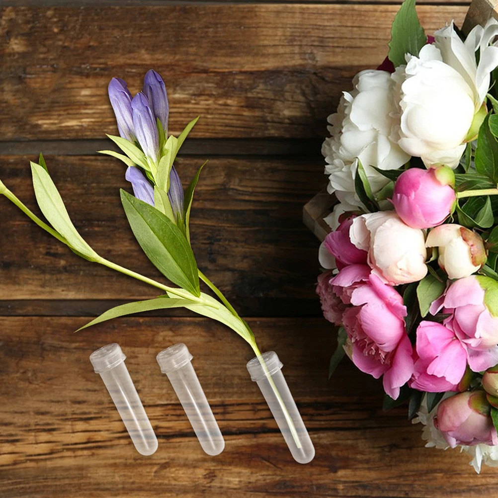 20pcs Flower Storage Tube Clear Plastic Floral Water Tube Flower Vials With Lids For Flower Arrangement And Rose Display Florist