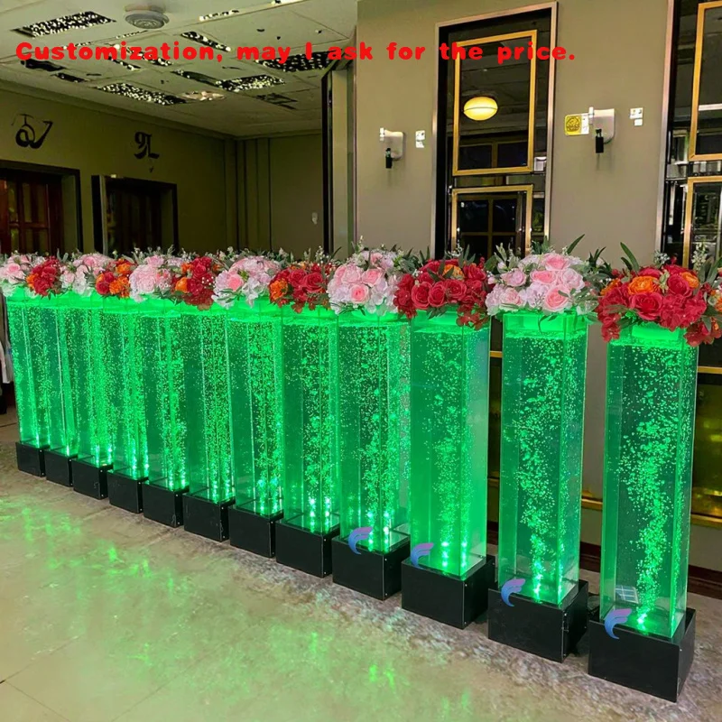 

на заказ.Современная акриловая пузырчатая трубка со светодиодной подсветкой, подставка для свадебных цветов, современный стиль дизайна
