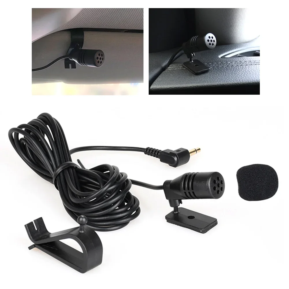 Micrófono de Audio para coche, conector Jack con Clip de 3,5mm, micrófono estéreo Mini micrófono externo con cable para Auto DVD Radio, profesionales de 3m de largo