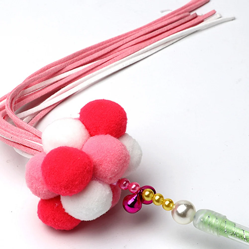 

3Pcs Cat Teaser Stick Interactive Kitten Play Set Bright Color Ball Tassel Cat Supplies Exercise Kitten Interactive
