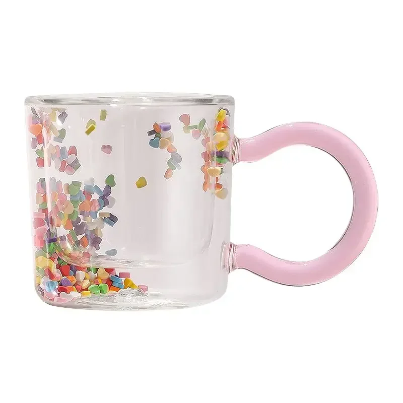 

Transparent glass drinking cup High borosilicate glass with handle Cute and high value 757