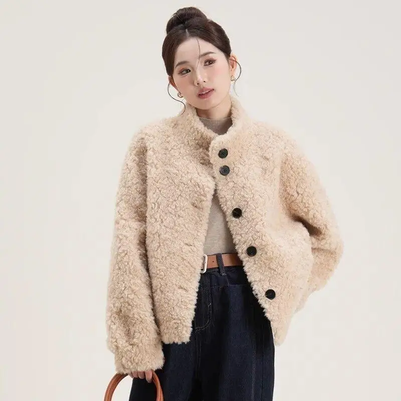 

Женская утепленная куртка на осень и зиму, короткая, с воротником-стойкой из искусственного меха, универсальная, модная, утолщенная парка