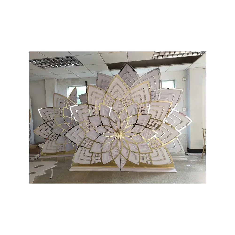 Gold White Acrylic Lotus Backdrop Arch Backdrop For Wedding Stage Decoration