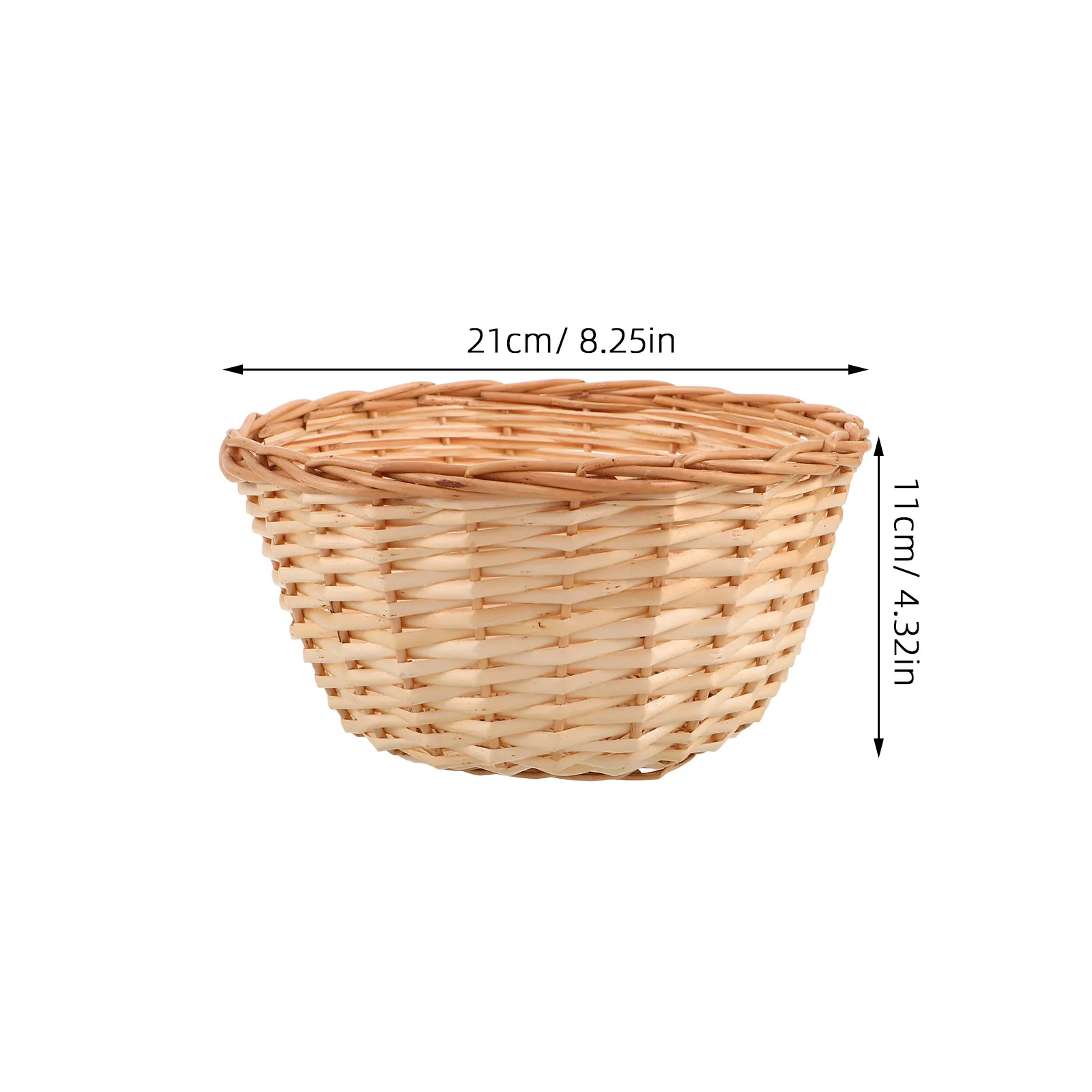 Handcrafted Round Wicker Basket 8 Inch Natural Rattan Kitchen Organizer Pantry Fruit Bread Storage Tray Garlic Ginger Holder