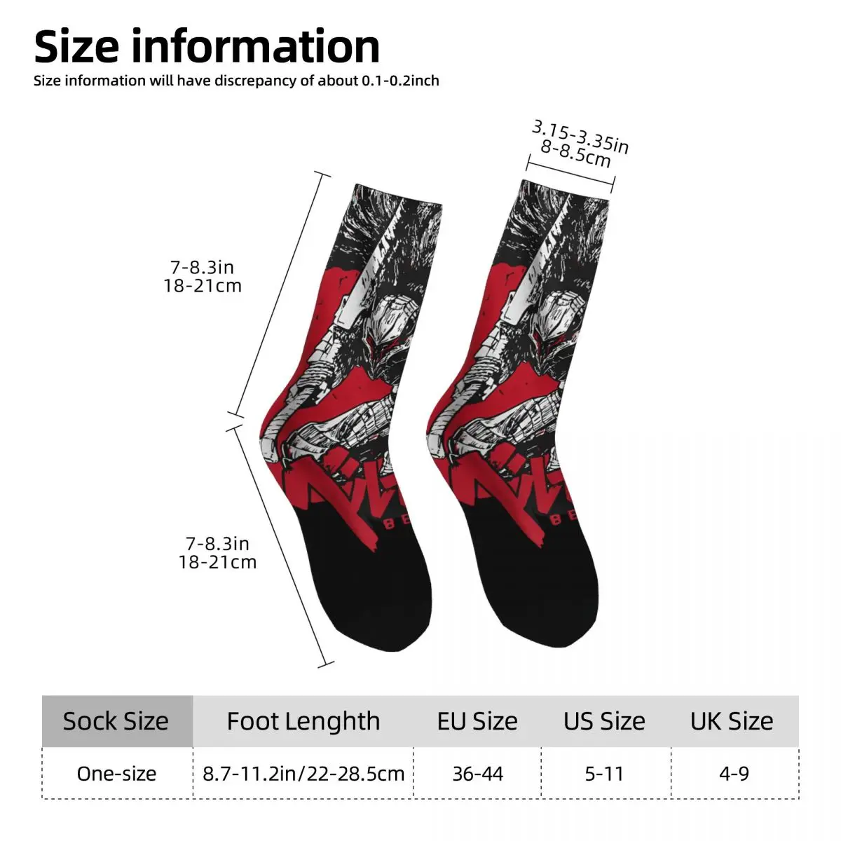 Men Women Japan Manga Berserk Anime Socks Cute Fashion Socks Novelty Stuff Middle Tube Socks Little Small Gifts