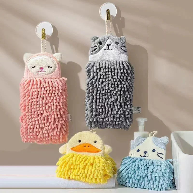 Wall-Mounted Wipe Hand Towel Super Absorbent Fast Drying Chenille Cleaning Cloth Kitchen Bathroom Supplies