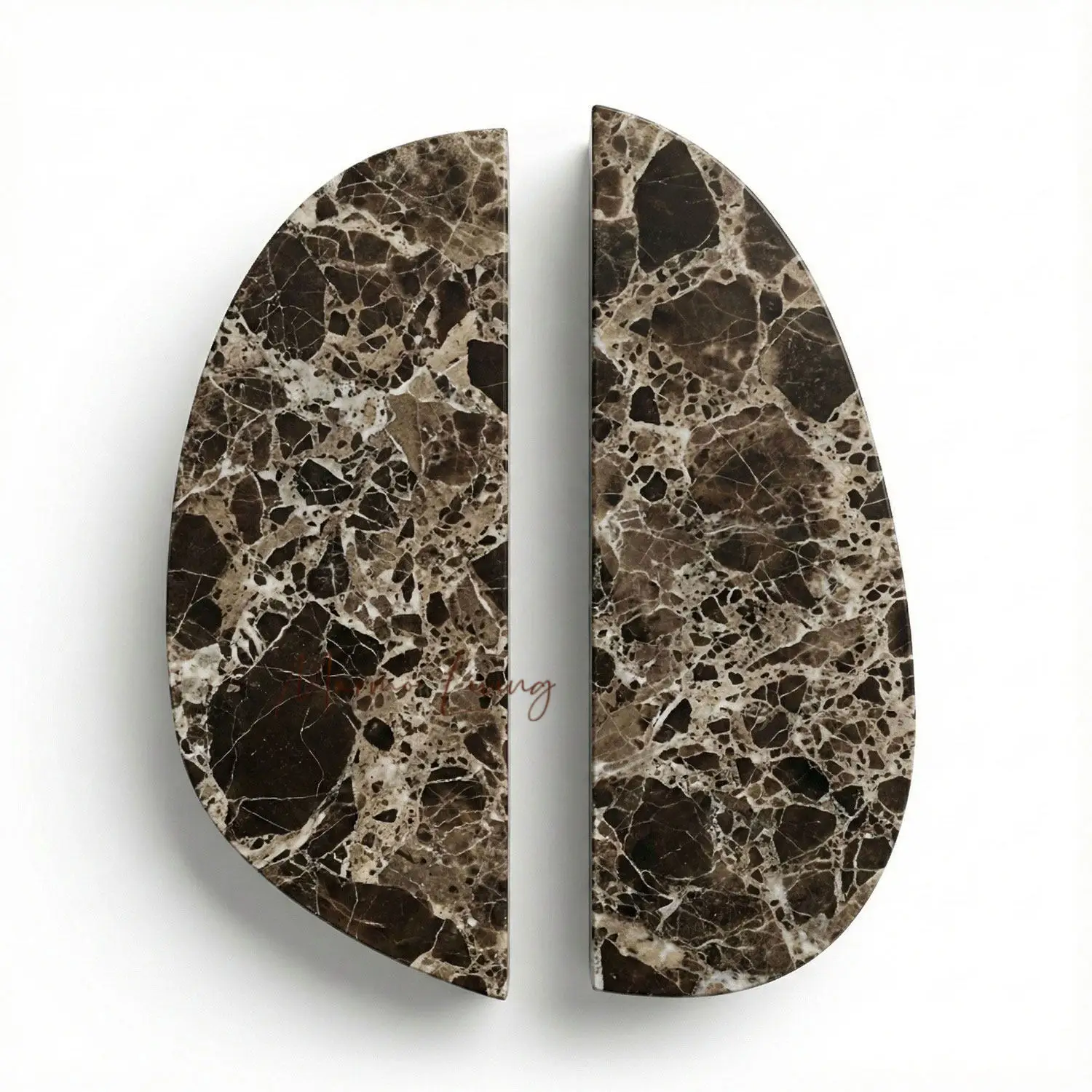 Tirador de puerta de mármol Emperador Oscuro de lujo, tirador de gabinete con forma única, tirador de mueble de diseño artístico, soporte de piedra