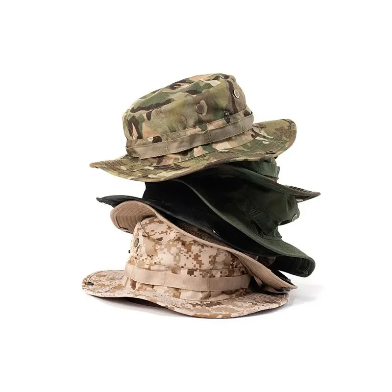 Outdoor Camouflage Fisherman Hat Tactical Training Expansion Breathable Military Training Camping Sunscreen Hat