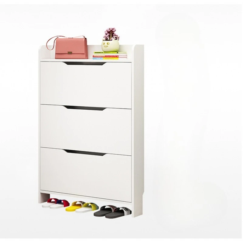 

Shoe rack ultra-narrow and thin tipping bucket door integrated against the wall