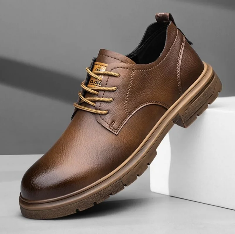 

Men handmade shoes business casual leather shoes breathable soft sole comfortable classic lace-up Men's shoes