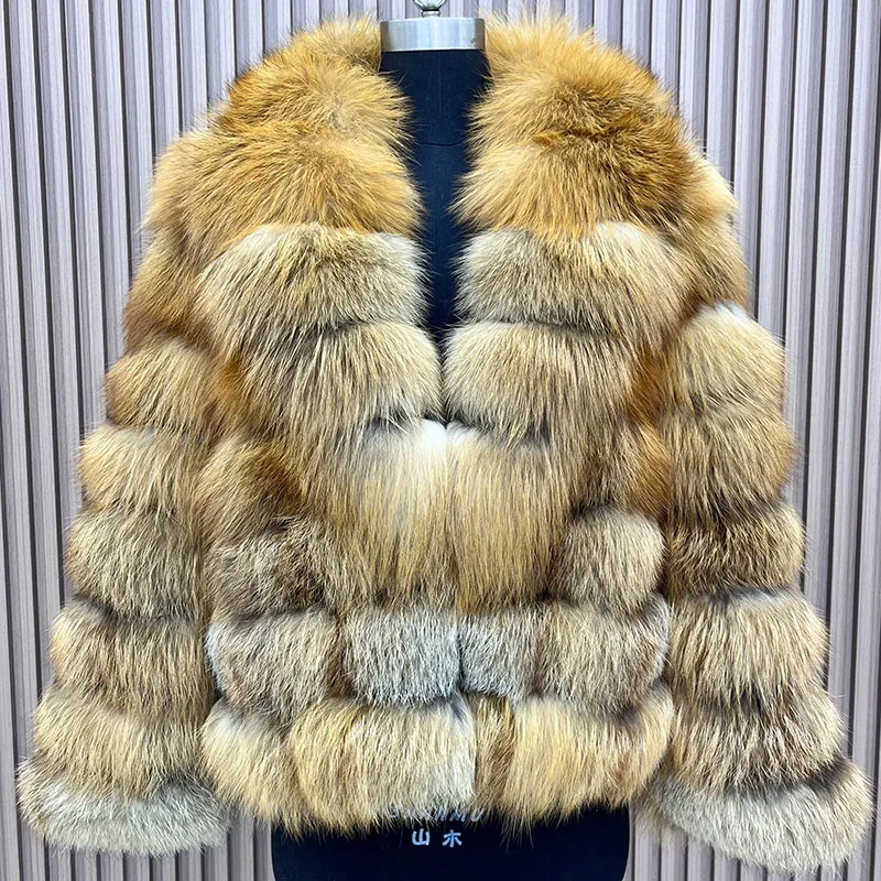 2025 Real Fox Fur Women Jacket Real Silver Fur Thick Warm Female Long Sleeves Natural Fur Luxury Coats with Collar Outerwear