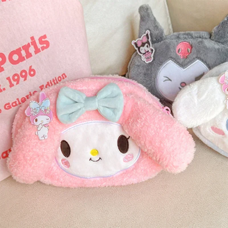 Sanrio Kuromi Cinnamoroll estuche de lápices dibujos animados Anime lindo felpa Rosa melodía gran capacidad chica en forma de corazón regalos de vacaciones para niños