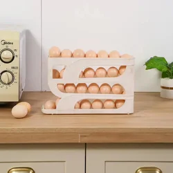 Thickened Version Slide Egg Storage Box Refrigerator Side Door Storage Box Egg Rolling Food Grade Egg Holder Tray Automatic Egg